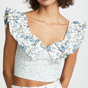 Petersyn Sybil Cropped Floral Smocked Top Sz S